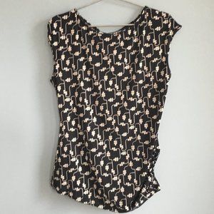 NWT Max Studio Black Cream Blouse in Size Large